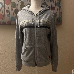 Aviator Nation heather grey 5 stripe hoodie, size small, unisex women's mens